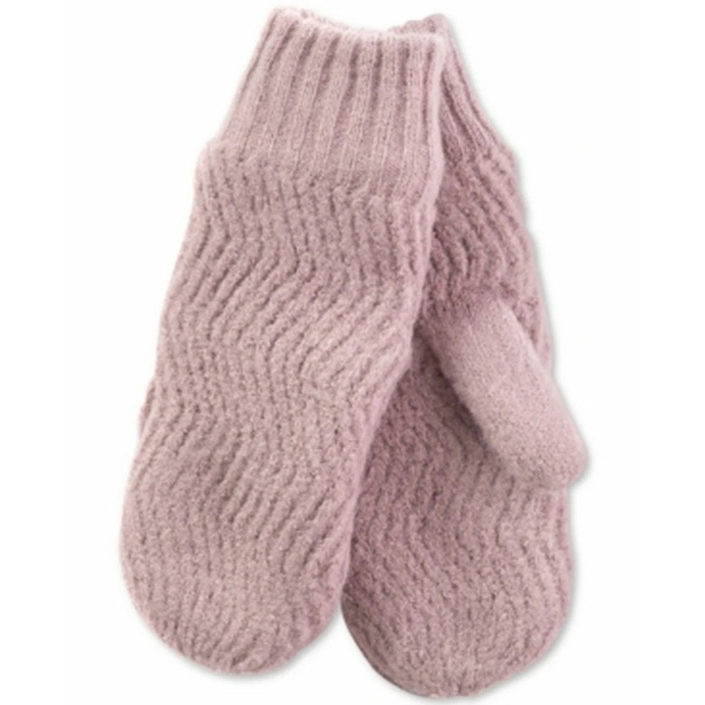INC Chevron-Knit Mittens Knitt Fleece Chevron Soft Cozy Warm Winter Ribbed,MAUVE